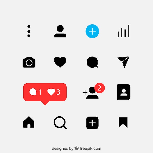 Free vector flat instagram icons and notifications set