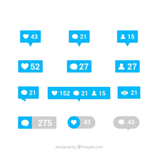 Free Vector flat instagram icons and notifications set