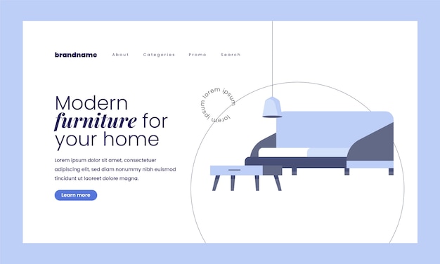 Free Vector flat interior design company landing page template