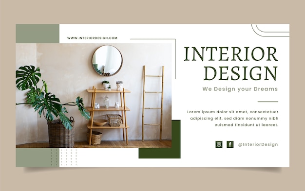 Flat interior design and home decor social media promo template