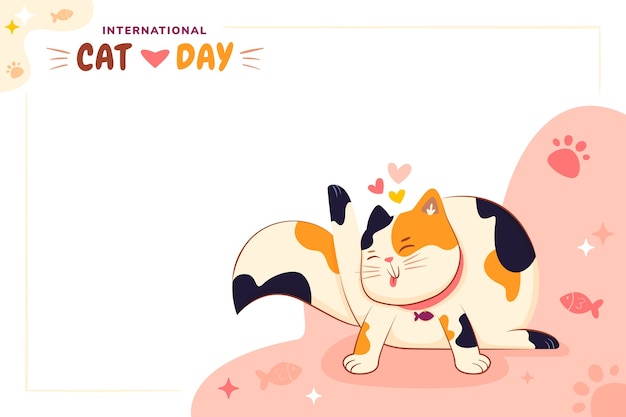 Flat international cat day background