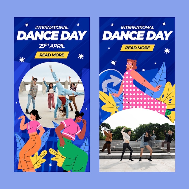 Flat international dance day vertical banner template