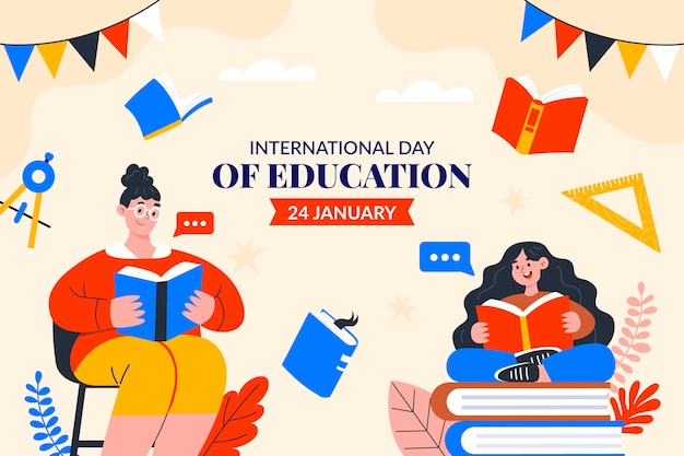 Flat international day of education background