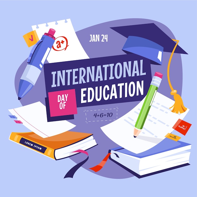 Free Vector flat international day of education illustration