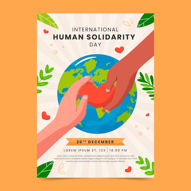 Free Vector flat international human solidarity day vertical poster template