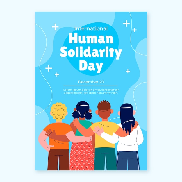 Free Vector flat international human solidarity day vertical poster template