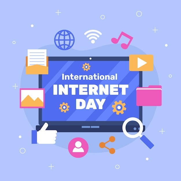 Free vector flat international internet day illustration