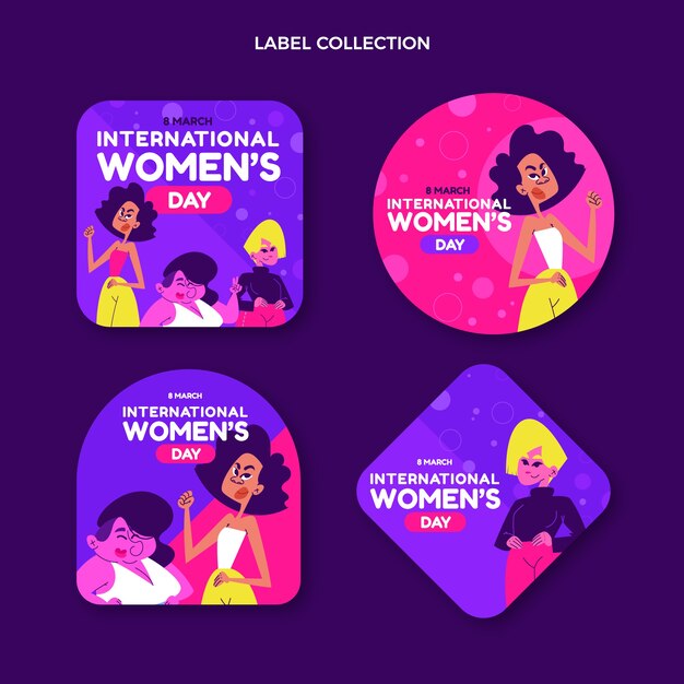 Flat international women's day labels collection