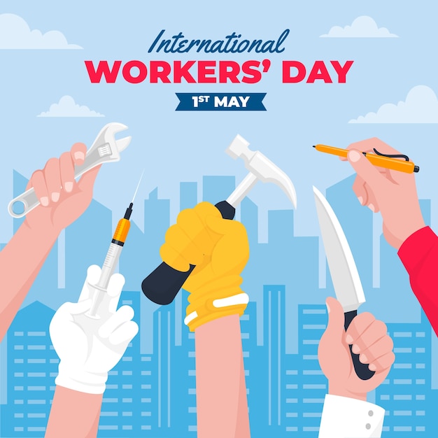 Flat international workers day illustration