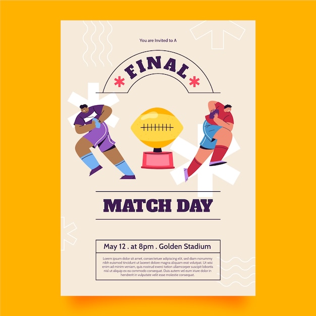 Free Vector flat invitation template for rugby championship