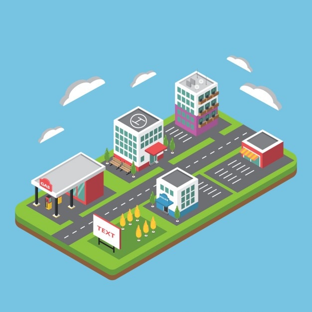 Free Vector flat isometric city 