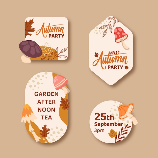 Flat labels collection for autumn celebration