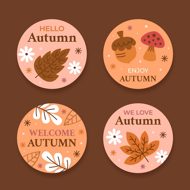 Free vector flat labels collection for autumn celebration