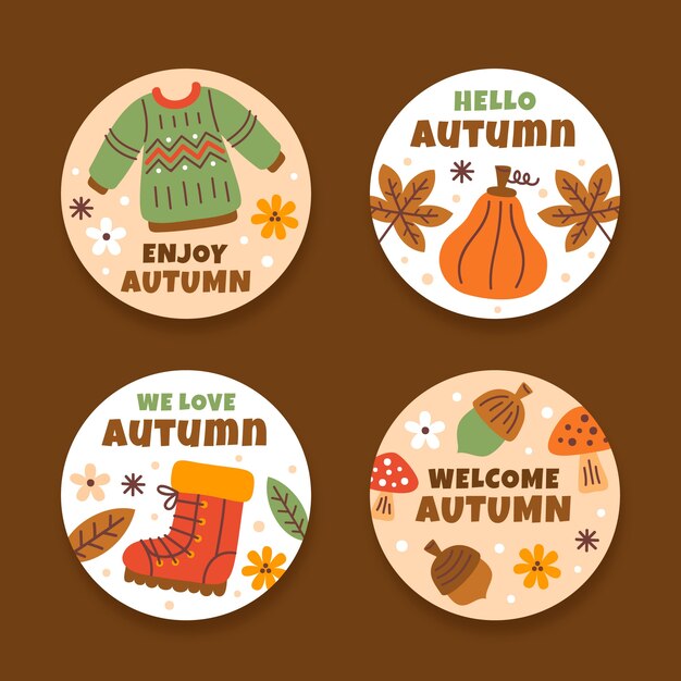 Flat labels collection for autumn celebration