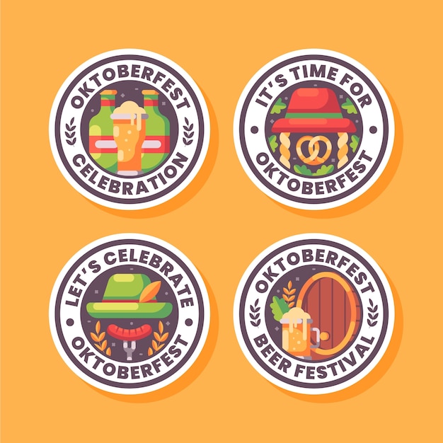 Flat labels collection for oktoberfest celebration