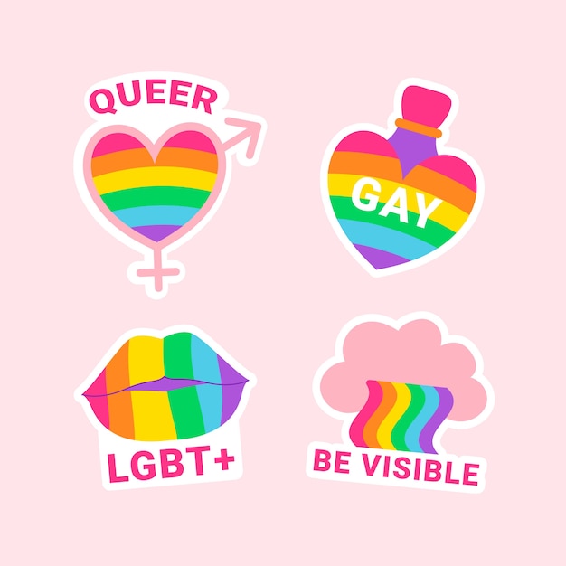 Free Vector flat labels collection for pride month celebration