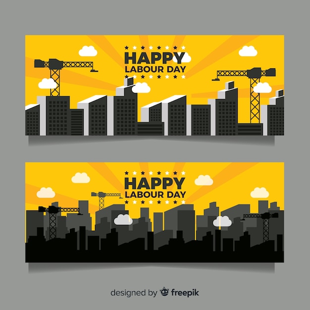 Free Vector flat labor day banners