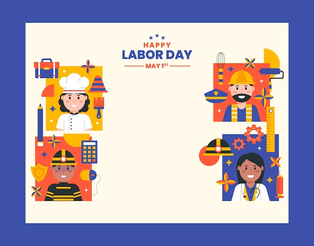 Free Vector flat labor day photocall template