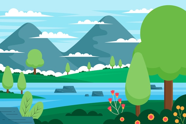 Free vector flat lake scenery