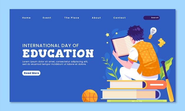 Free vector flat landing page template for international day of education