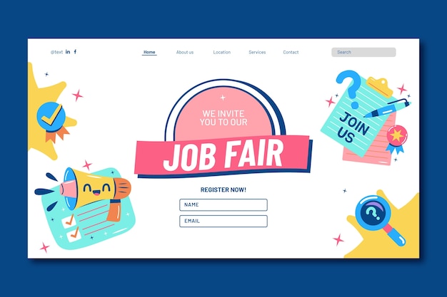 Free Vector flat landing page template for job fair event