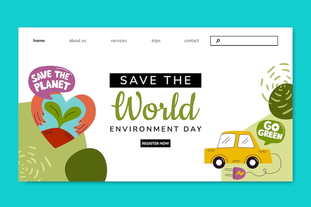 Free Vector flat landing page template for world environment day celebration