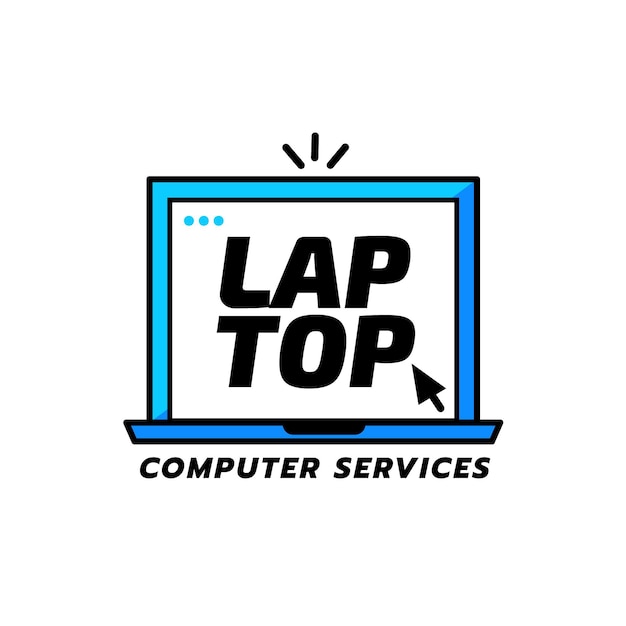 Flat laptop logo template