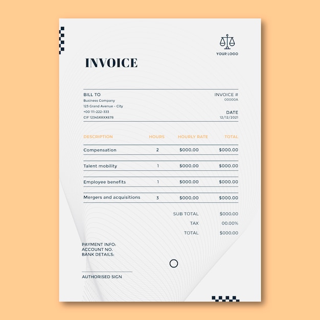 Free Vector flat law firm invoice template