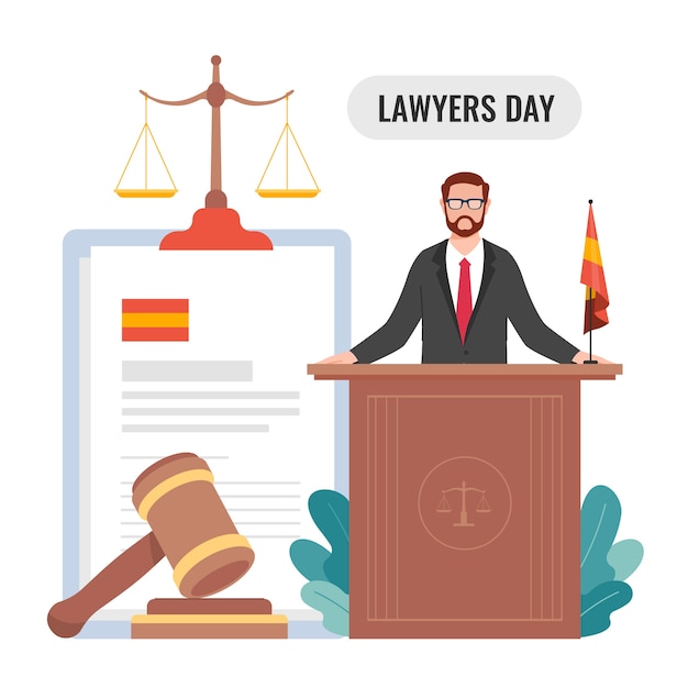 Free Vector flat lawyers day illustration in spanish