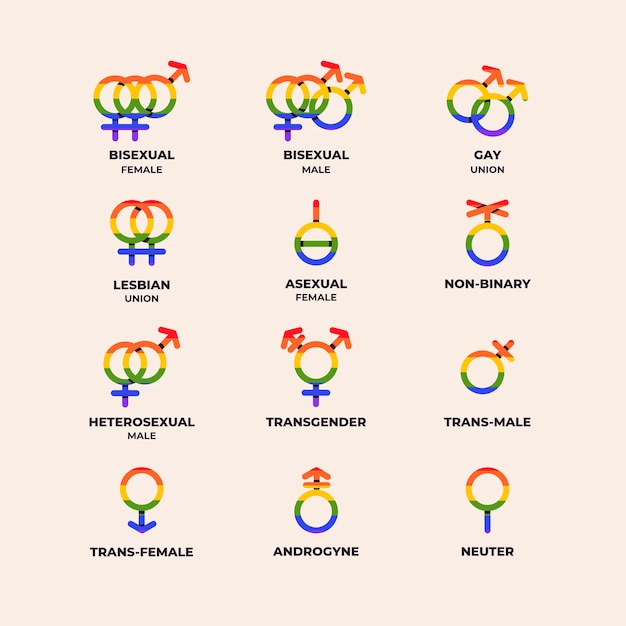 Free Vector flat lgbt pride month symbols collection