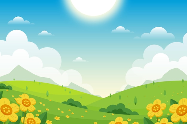 Flat lovely spring landscape wallpaper