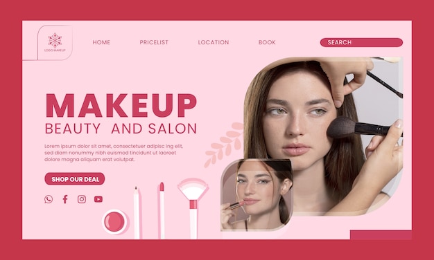 Flat makeup artist landing page template