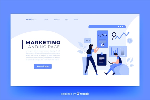 Free vector flat marketing landing page template