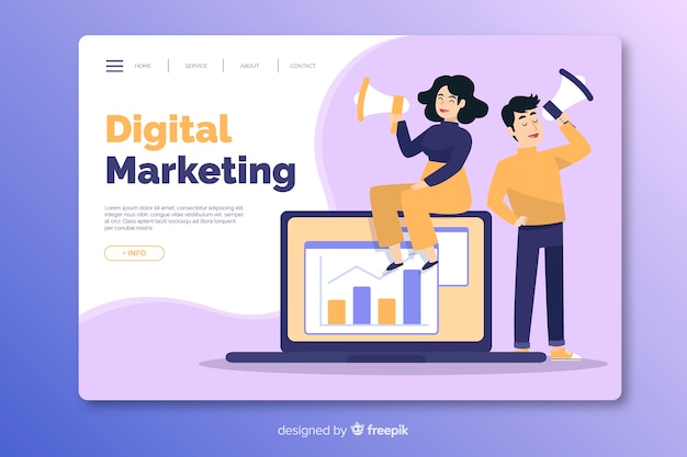 Flat marketing landing page template