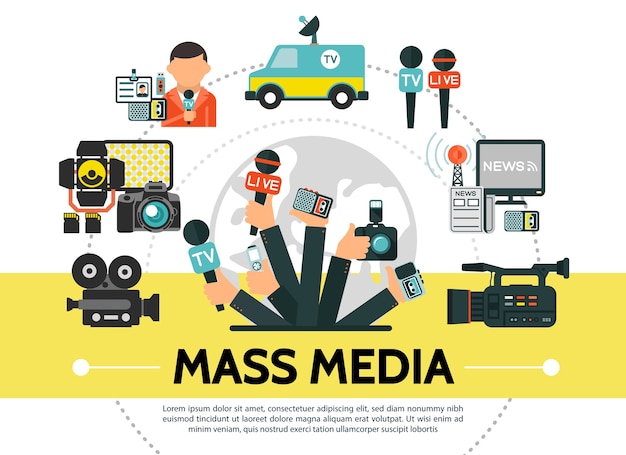 Free vector flat mass media concept