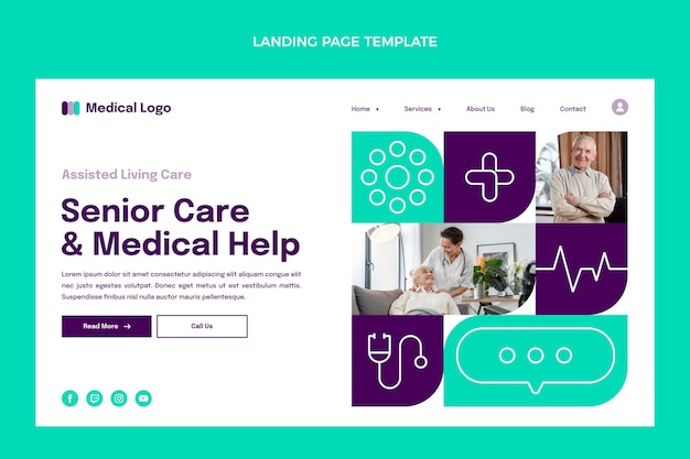 Free Vector flat medical landing page template