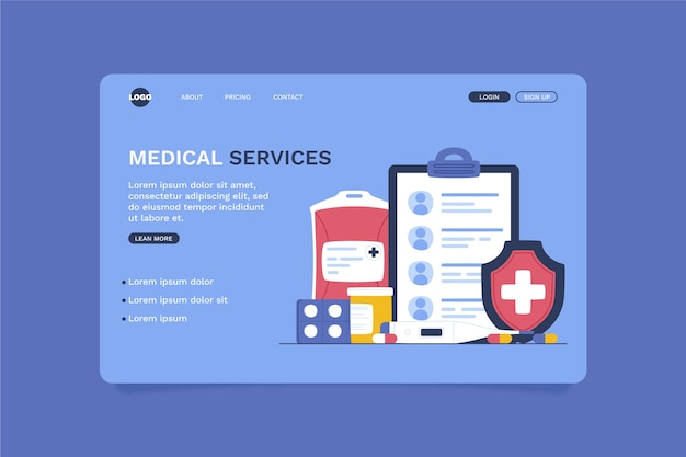 Flat medical landing page