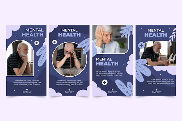 Flat mental health instagram stories with photo