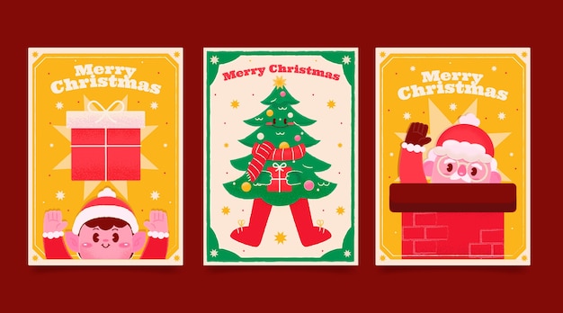 Free Vector flat merry christmas greeting cards set