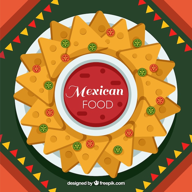 Free Vector flat mexican food background with nachos