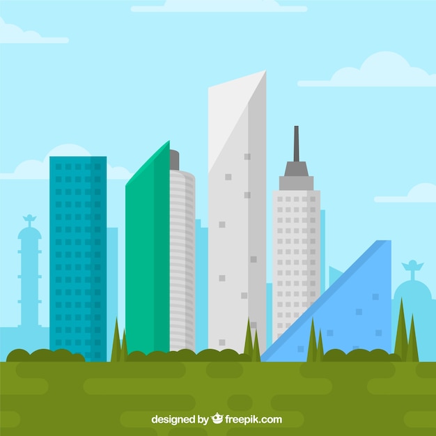 Free Vector flat mexico skyline background