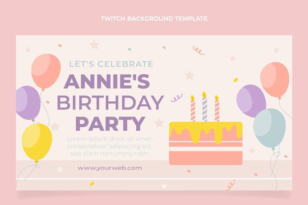 Free Vector flat minimal birthday twitch background