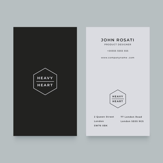 Flat minimal horizontal double-sided business card template