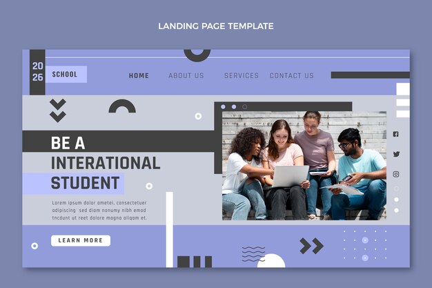 Flat minimal international school landing page template