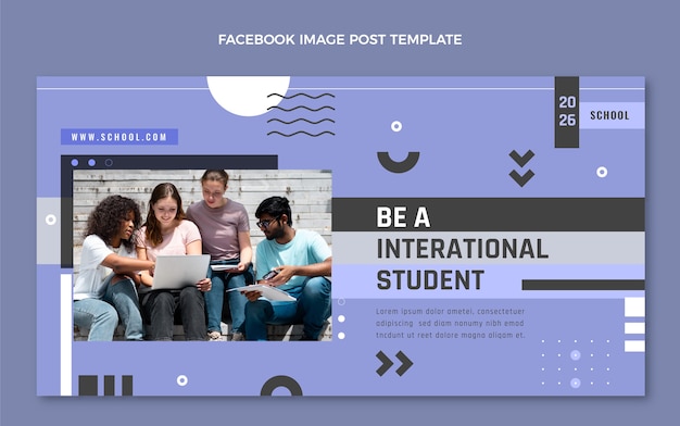 Flat minimal international school social media post template