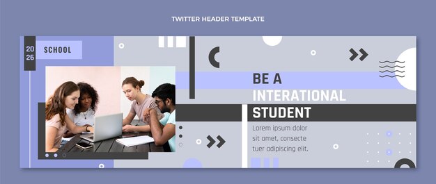 Flat minimal international school twitter header