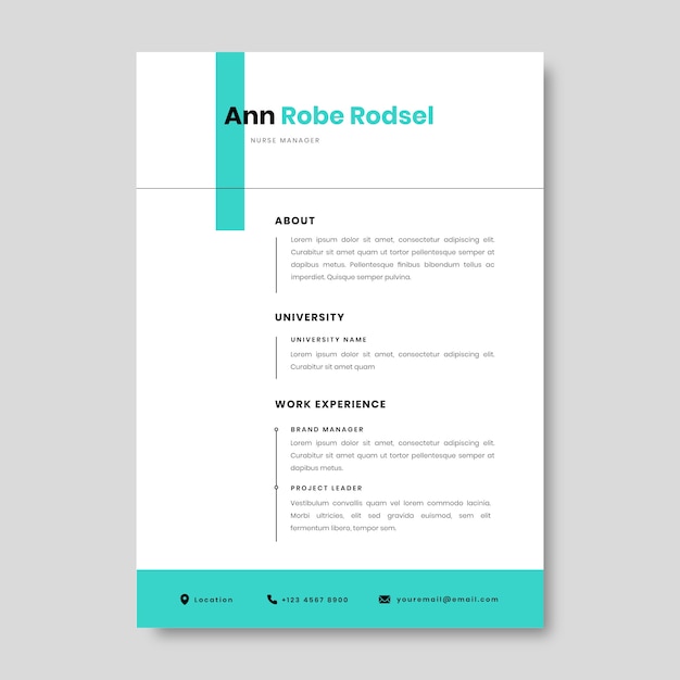 Flat minimalist ann nurse resume template