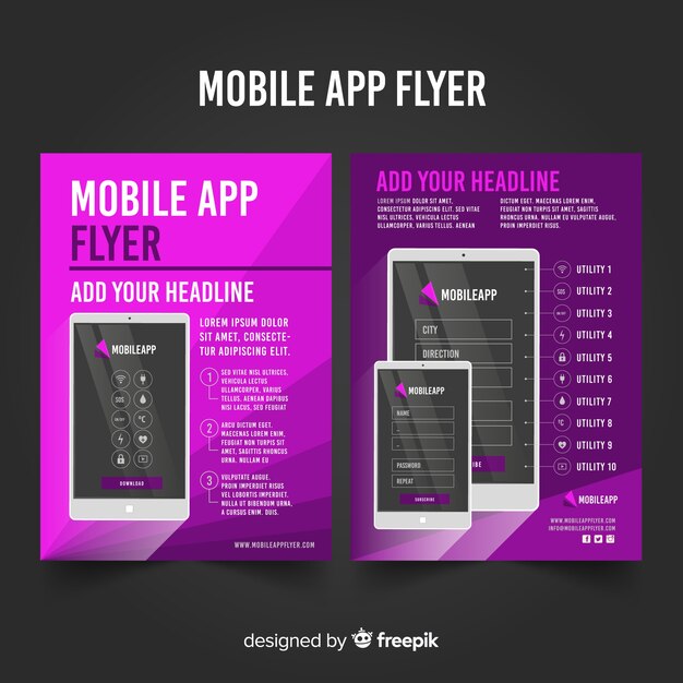 Flat mobile phone flyer template