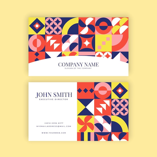 Free Vector flat mosaic horizontal business card template