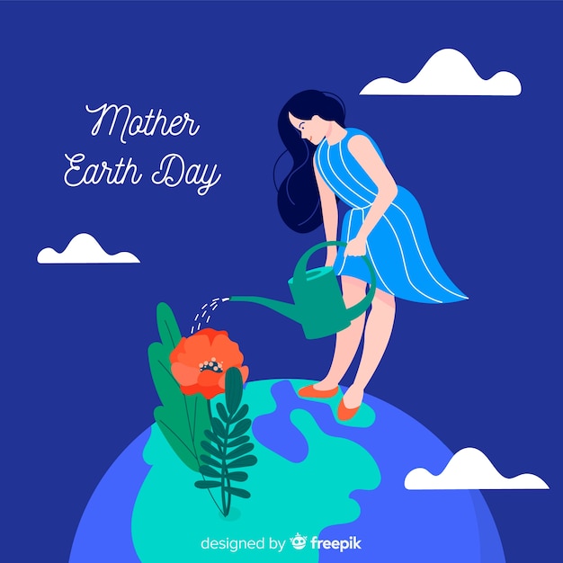 Flat mother earth day background